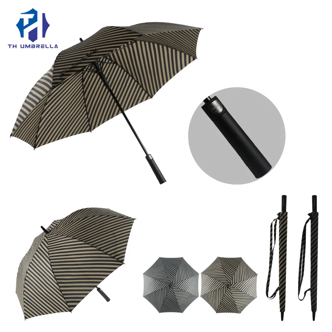 Straight Handle Auto Open Stripe Outdoor Umbrella
