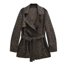 2024 Autumn New Women's Fashion Casual Animal Print Belted Coat Jacket