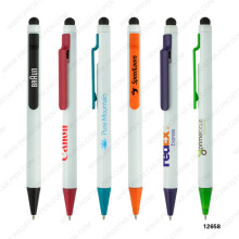 advertising cheap click plastic white stylus pen