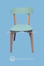 Home decoration crossed oak legs KD structure wooden green chair for living room