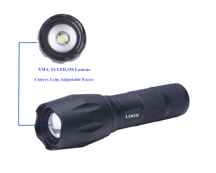 Niestandardowe logo fokus hurtowa gorąca sprzedaż A100 Najsilniejsza taktyczna latarnia LED LED 1000 LUMEN LASHTlight