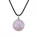 Gemstone 20 mm perles rondes avec collier de cordon en cuir noir de 45 cm Naturel Stone Crystal Ball Pendant Choker pour femmes Men Gift