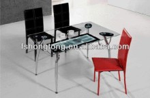 Modern design cheap glass dining set / dining table and chair/High Quality /chrome dining room furniture