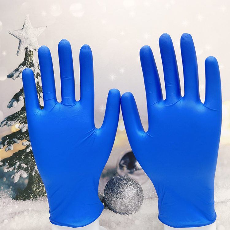 Guanti di nitrile senza polvere bianco blu all'ingrosso a blu senza polvere con singo di alta qualità usi guanti nitrile