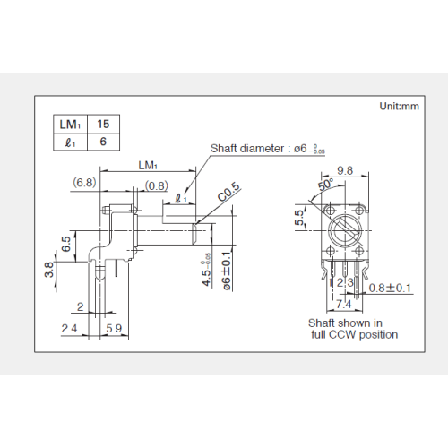 Drehpotentiometer der Serie Rk09k