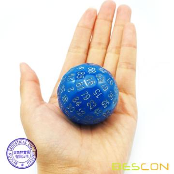 Bescon Glied Polyhedral 100 Lados Dados Azul Acido, Luminoso D100 Dados, 100 Lados Cubo, Glow in Dark D100 Juego Dados