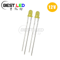 12V LED amarelo de 3 mm construído em resistor DC