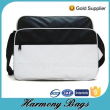 Black match white men's fashion leather shoulder bag