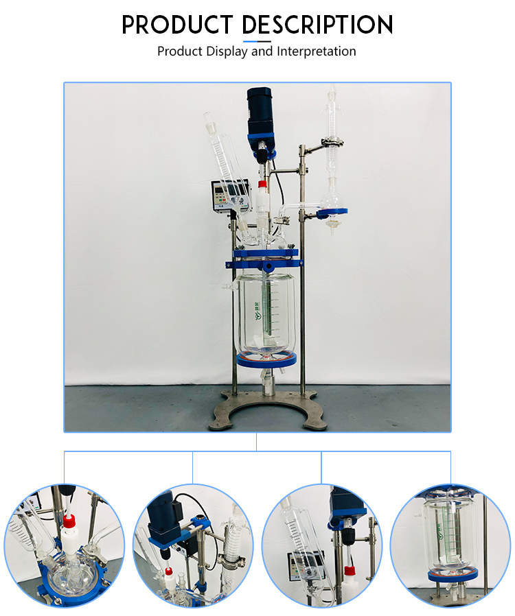 Manufacturer Direct Selling Safety and Durability Laboratory Glass Lined Reactor Capacity 5L Glass Reactor