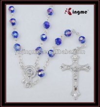 Blue Cutted Crystal Catholic Rosary,Crystal Rosary Necklace