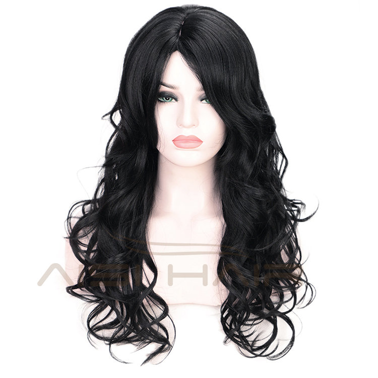 Black Body Wave Fiber Hair Wig Fashion Synthetic Wig Heat Resistant Long Wavy For Party Cosplay Women Wigs