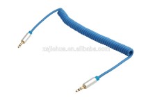 colored spring 3.5mm AUX stereo jack cable male to male metal housing