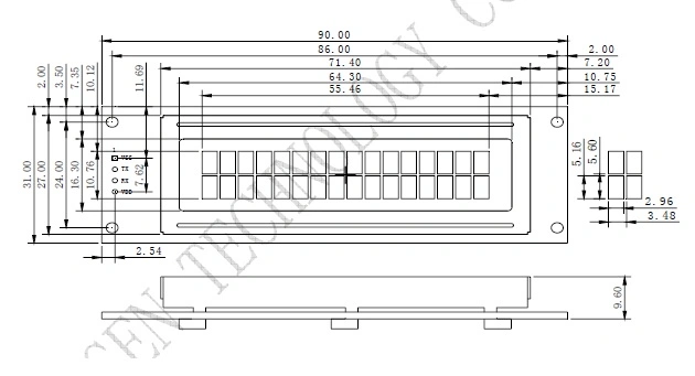 2.6 Inch 16*2 Resolution Stn LCD Module for Coffee Machine