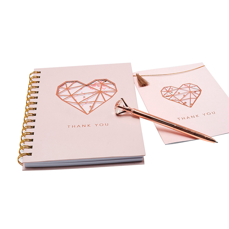 New Product Rose Gold Foil Notebook And Pen Gift Set, Custom Luxury Office Stationery Set For Girl
