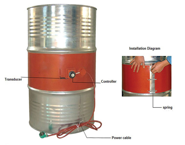 custom 200 liter barrel electric flexible drum silicone oil heating