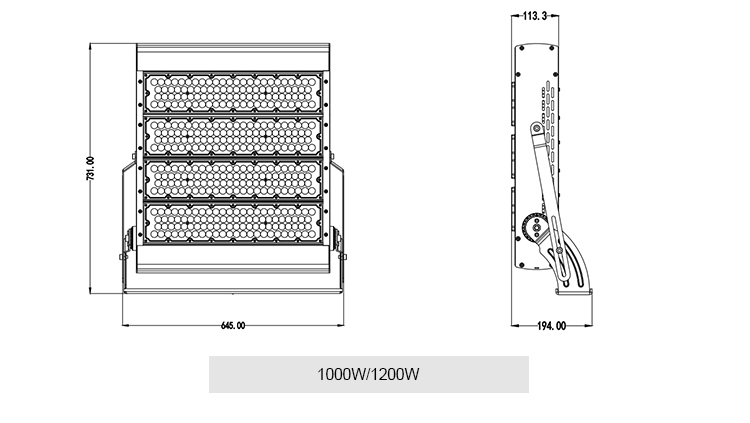 Ip67 Waterproof Led Light 180000 Lumen Stadium Led Flood Lamp 1000W For Sports Field Construction Engineering Lighting