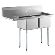 Freestanding two Compartment SInk With One Draninboard