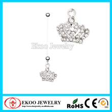Crystal Crown Pendant Fake Pregnant Belly Ring