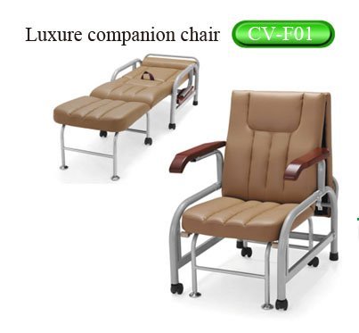 Folding Waterproof Leather Upholstery Design Luxury Companion Chair With Curved Handrails