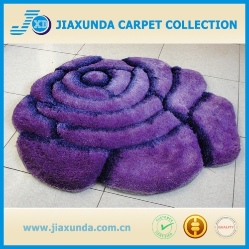 romantic purple single floral polyester 3d shaggy carpets for bedroom