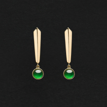 18K Real Gold Imperial Green Jadeite Earrings