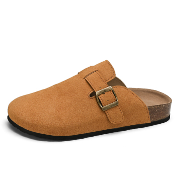 Handcrafted Women's Waterproof Leather Clog Slippers with Cork Outsole