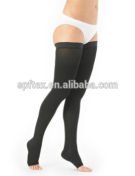 Medical Grade Compression Hosiery Open Toe Thigh High Stockings Class 2