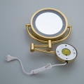 FUAO Wall Mirror Gold Round Makeup LED afeitado espejo iluminado