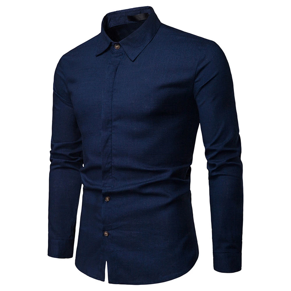 Cotton Linen Blend Fabric Business Formal Man Shirt