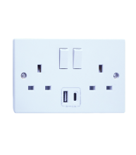 3.1A 2GANG SWTCHED SOCKET WITH TYPE A&C USB