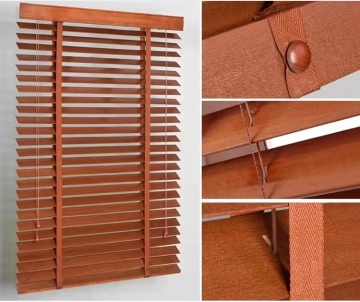 Solid Wooden Strips Pine Venetain Blinds Sunscreen Internal