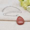 Natural 28x35MM Red Goldstone Waterdrop Pendant Necklace