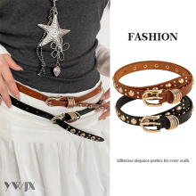 Classic Thin Belt Featuring Punched Bead Design