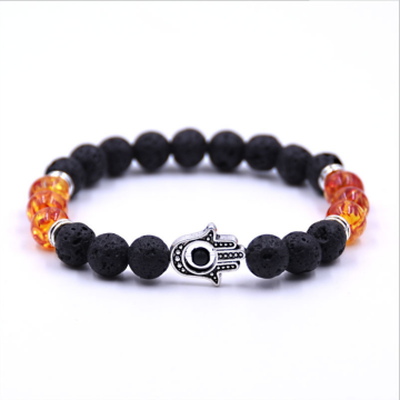 Gemstone Evil Eye Bracelet Lava Stone Essential Oil Diffuser Reiki Healing Balancing Round Beads