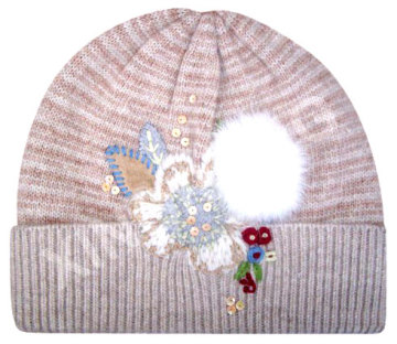 knitted hat with handmade embroidery