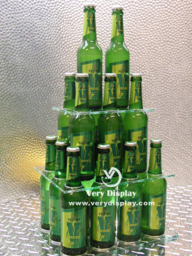 Customized acrylic bottle pyramid display stand