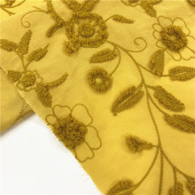 Turmeric Mily Yarn 3D Embroidery On Cotton Fabric