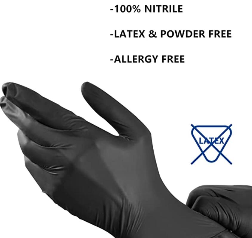 Guantes de nitrilo negro desechable para el cuidado de la belleza