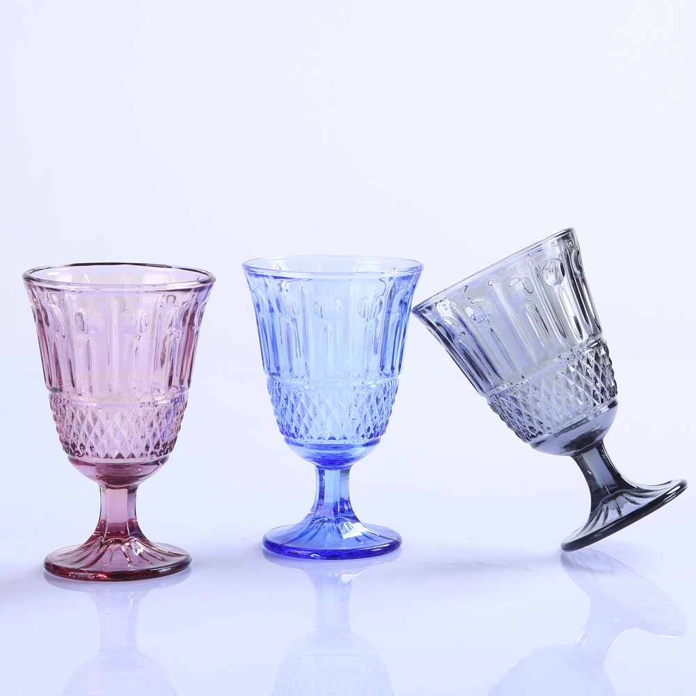 Br 9999wine Glass With Rhombic Lattice Pattern For Home Decoration Juice Cup