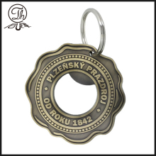 Round flower bottle opener key ring metal