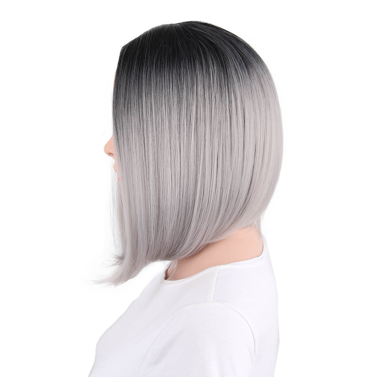 Vigorous Wholosale Ombre Blonde Wigs Synthetic Middle Side WigsCosplay Short Silky Straight Bob Wigs For Women Heat Resistant