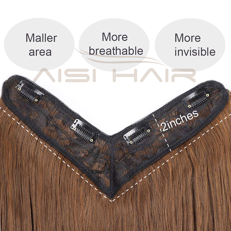 Aisi Hair High Temperature Fiber 4 Clips Synthetic Clip In Hair Extensions Long Wavy Brown Clip In Hairpieces for Women