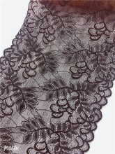Fashion Black Leaf Jacquard Lace Trim for Lingerie