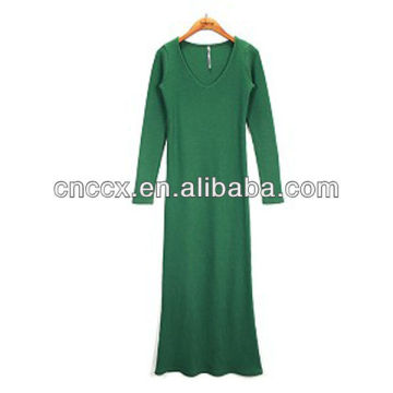 13CD1131 Long sleeve rib bridesmaid dress