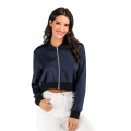 Women's Black Casual Baseball Jacket