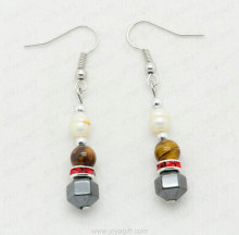 hematite Earring with tigereye
