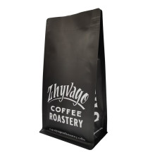 Bolsa de café de fondo plano con impresión personalizada con cremallera y válvula