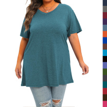 Women's Plus Size V-Neck Short Sleeve Dressy Tunic Tops and Tunics with Loose Fit