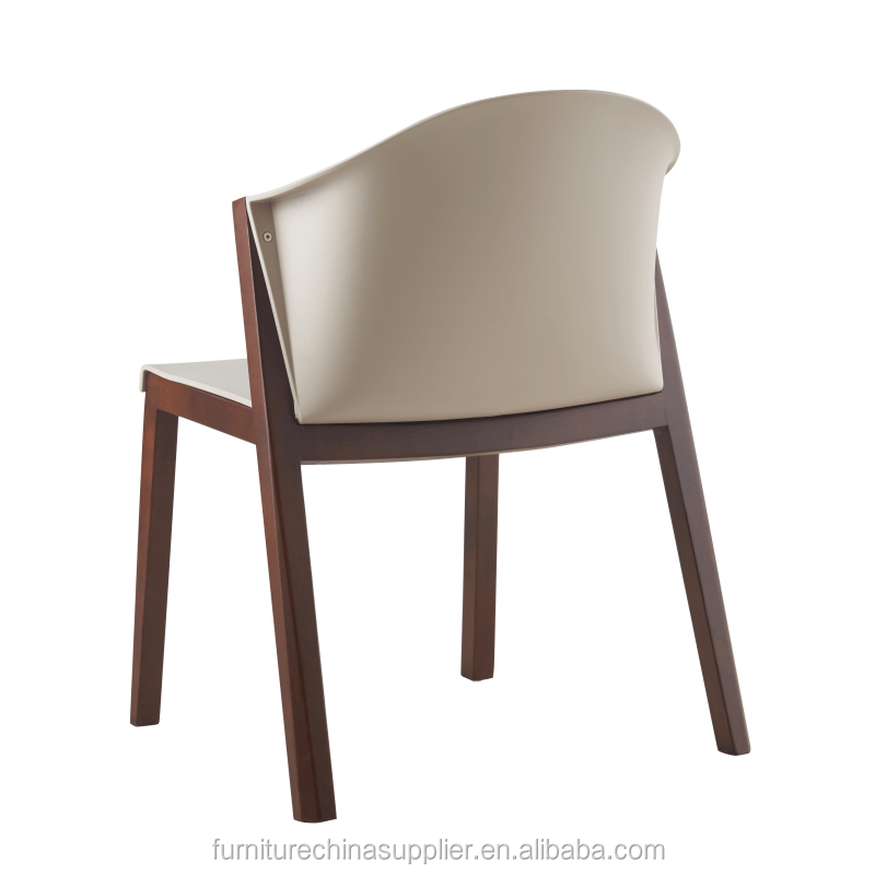 Modern plastic pp seat dinning chair solid wooden armchair lounge chair for restaurant