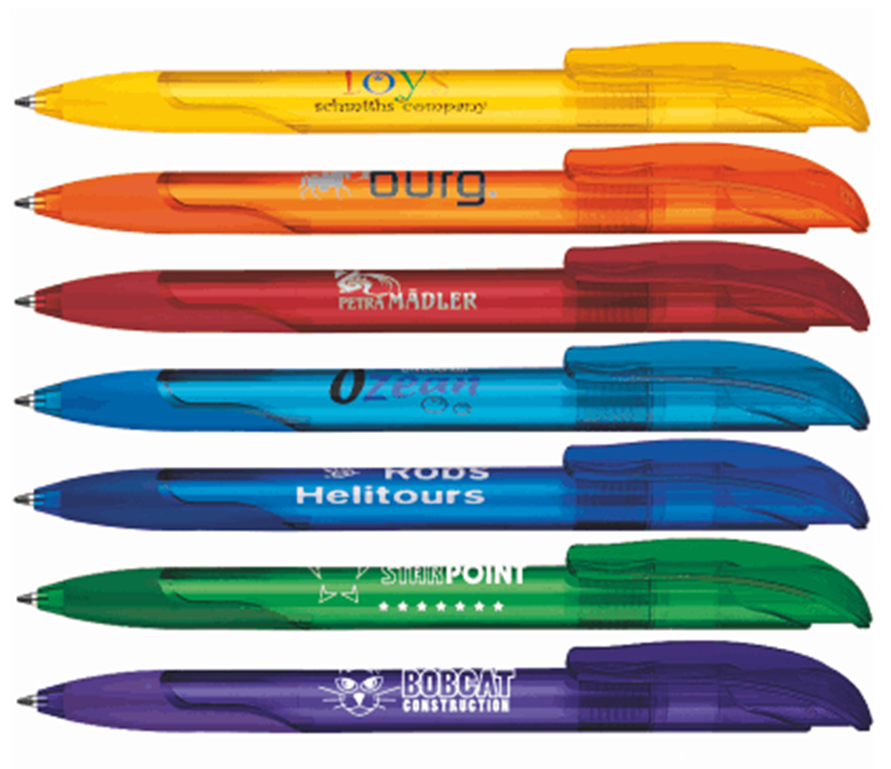 Transparent Colored Click Action Logo Plastic Pen